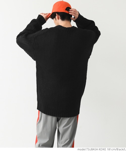 coca(coca)(コカ)の「メンズざっくりニット(ニット/セーター・レディース・ブラック/アイボリー/ブルー/ベージュ・M/L)」の9枚目の写真