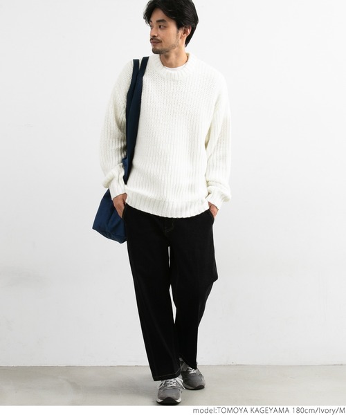 coca(coca)(コカ)の「メンズざっくりニット(ニット/セーター・レディース・ブラック/アイボリー/ブルー/ベージュ・M/L)」の5枚目の写真