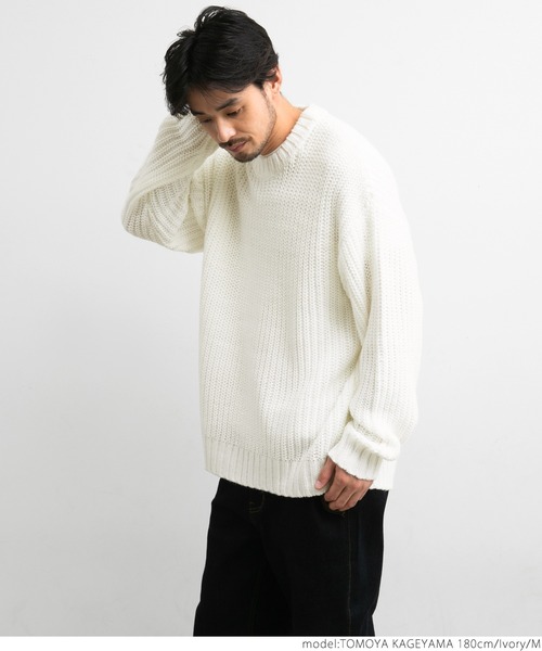coca(coca)(コカ)の「メンズざっくりニット(ニット/セーター・レディース・ブラック/アイボリー/ブルー/ベージュ・M/L)」の7枚目の写真