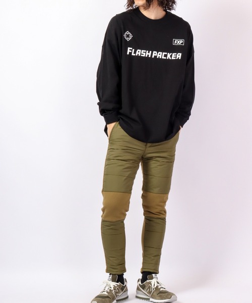 FLASH PACKER(フラッシュパッカー)の「FLASH PACKER ビッグシルエット 長袖Tシャツ(Tシャツ/カットソー・メンズ・ブラック/ホワイト・XL/M/L)」の3枚目の写真