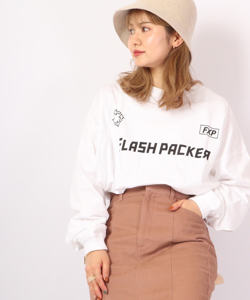 FLASH PACKER(フラッシュパッカー)の「FLASH PACKER ビッグシルエット 長袖Tシャツ(Tシャツ/カットソー・メンズ・ブラック/ホワイト・XL/M/L)」の21枚目の写真
