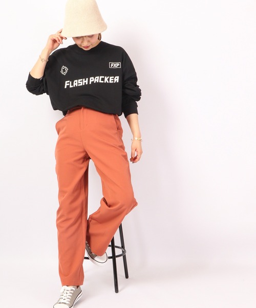 FLASH PACKER(フラッシュパッカー)の「FLASH PACKER ビッグシルエット 長袖Tシャツ(Tシャツ/カットソー・メンズ・ブラック/ホワイト・XL/M/L)」の13枚目の写真
