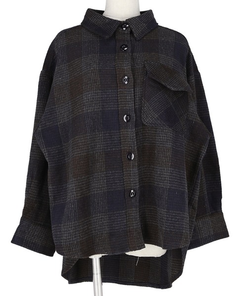 coca（coca）（コカ）の「起毛チェック柄ビッグシャツジャケット（その他アウター・レディース・チャコール/オレンジ・M/L）」の15枚目の写真