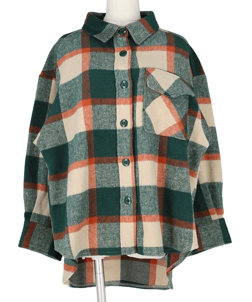 coca（coca）（コカ）の「起毛チェック柄ビッグシャツジャケット（その他アウター・レディース・チャコール/オレンジ・M/L）」の14枚目の写真