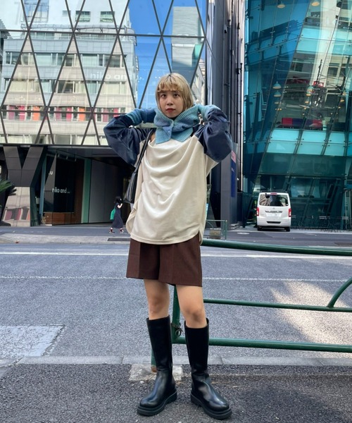 CIAOPANIC（チャオパニック）の「グラデーションボタン付きバラクラバ（ニットキャップ/ビーニー・レディース・ブラウン/レッド/ブルー・ONE SIZE）」の14枚目の写真