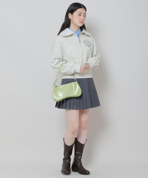 MAGPIEROBIN(マグパイロビン)の「MAGPIE ROBIN/アーチハイネックハーフジッププルオーバー(ウラケ) 2174578(スウェット・レディース・ネイビー/セージグリーン/アイボリー・FREE)」の4枚目の写真