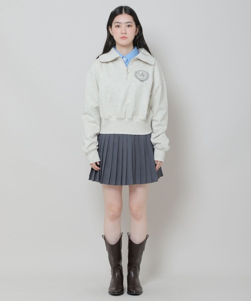 MAGPIEROBIN(マグパイロビン)の「MAGPIE ROBIN/アーチハイネックハーフジッププルオーバー(ウラケ) 2174578(スウェット・レディース・ネイビー/セージグリーン/アイボリー・FREE)」の6枚目の写真