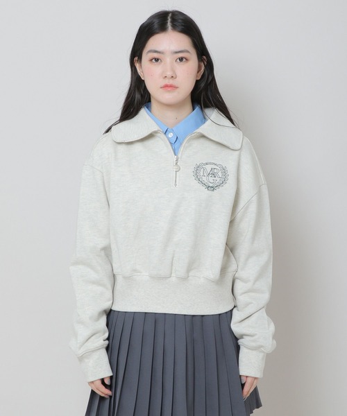MAGPIEROBIN(マグパイロビン)の「MAGPIE ROBIN/アーチハイネックハーフジッププルオーバー(ウラケ) 2174578(スウェット・レディース・ネイビー/セージグリーン/アイボリー・FREE)」の7枚目の写真