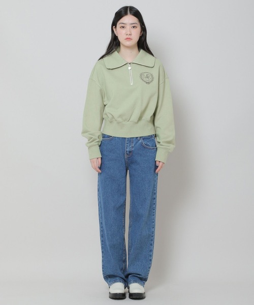 MAGPIEROBIN(マグパイロビン)の「MAGPIE ROBIN/アーチハイネックハーフジッププルオーバー(ウラケ) 2174578(スウェット・レディース・ネイビー/セージグリーン/アイボリー・FREE)」の10枚目の写真