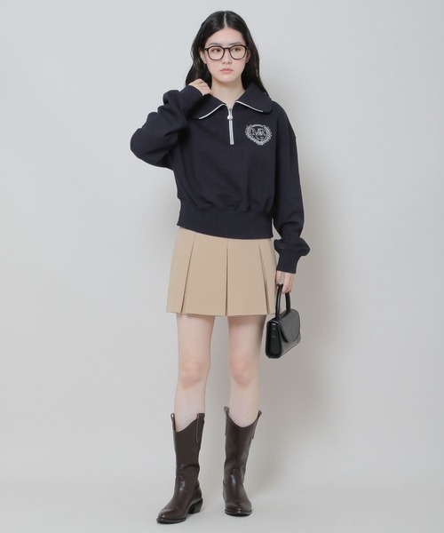 MAGPIEROBIN(マグパイロビン)の「MAGPIE ROBIN/アーチハイネックハーフジッププルオーバー(ウラケ) 2174578(スウェット・レディース・ネイビー/セージグリーン/アイボリー・FREE)」の12枚目の写真