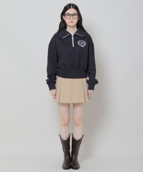 MAGPIEROBIN(マグパイロビン)の「MAGPIE ROBIN/アーチハイネックハーフジッププルオーバー(ウラケ) 2174578(スウェット・レディース・ネイビー/セージグリーン/アイボリー・FREE)」の14枚目の写真