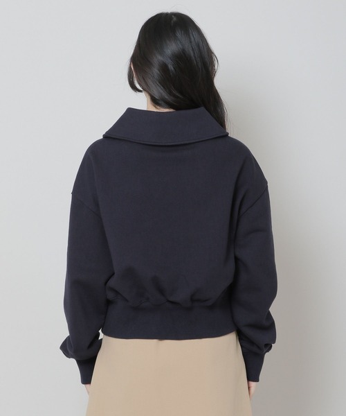 MAGPIEROBIN(マグパイロビン)の「MAGPIE ROBIN/アーチハイネックハーフジッププルオーバー(ウラケ) 2174578(スウェット・レディース・ネイビー/セージグリーン/アイボリー・FREE)」の17枚目の写真