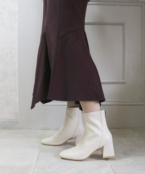sesenta（セセンタ）の「【sesenta】スクエアトゥストレッチショートブーツ（ブーツ・レディース・ブラック/ホワイト/ライトブラウン・M/L/S/LL）」の6枚目の写真