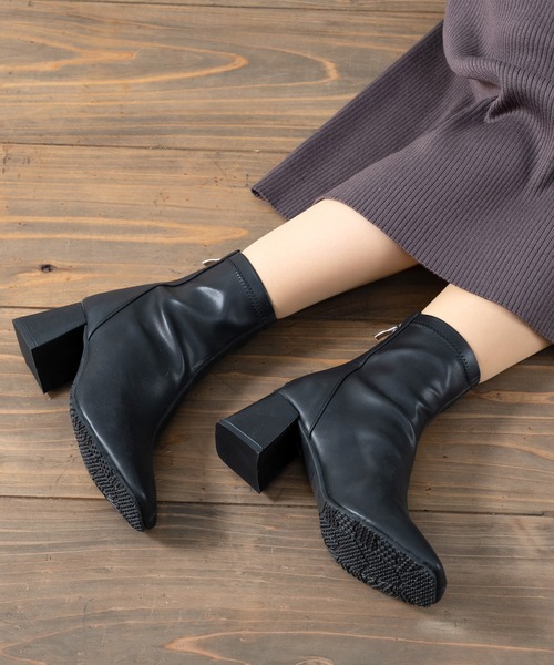 sesenta（セセンタ）の「【sesenta】スクエアトゥストレッチショートブーツ（ブーツ・レディース・ブラック/ホワイト/ライトブラウン・M/L/S/LL）」の9枚目の写真