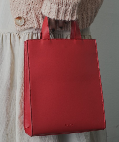 Libra Cue(リブラ キュー)の「スクエアミニトートバック(トートバッグ・レディース・レッド/ブラック・FREE)」の14枚目の写真