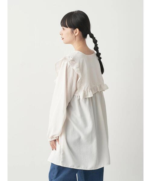 earth music&ecology（アースミュージックアンドエコロジー）の「ビッグカラーミニ丈ワンピース（ワンピース・レディース・ブラック/オフホワイト・FREE）」の7枚目の写真