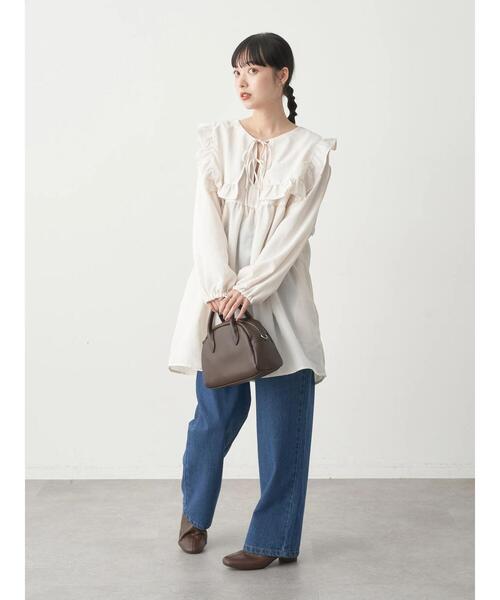 earth music&ecology（アースミュージックアンドエコロジー）の「ビッグカラーミニ丈ワンピース（ワンピース・レディース・ブラック/オフホワイト・FREE）」の9枚目の写真