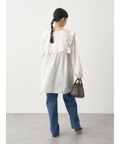 earth music&ecology（アースミュージックアンドエコロジー）の「ビッグカラーミニ丈ワンピース（ワンピース・レディース・ブラック/オフホワイト・FREE）」の10枚目の写真