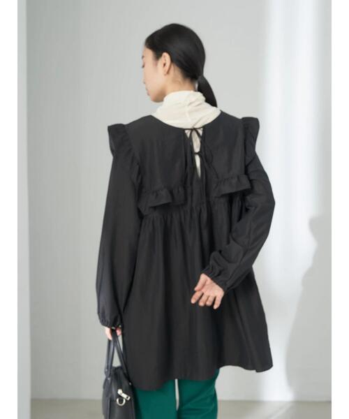 earth music&ecology（アースミュージックアンドエコロジー）の「ビッグカラーミニ丈ワンピース（ワンピース・レディース・ブラック/オフホワイト・FREE）」の15枚目の写真