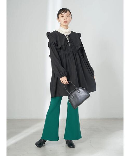 earth music&ecology（アースミュージックアンドエコロジー）の「ビッグカラーミニ丈ワンピース（ワンピース・レディース・ブラック/オフホワイト・FREE）」の16枚目の写真