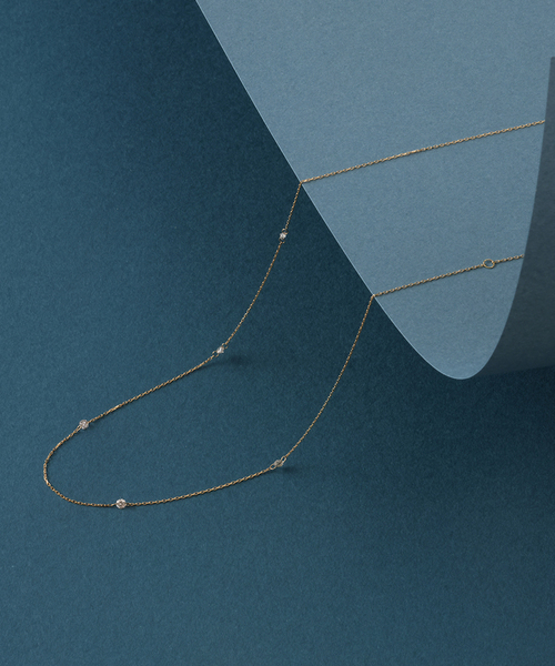 ダブルホールダイヤ5ピースネックレス0.2ct K18（ネックレス）｜Lilas 