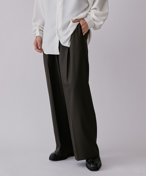 Lui's（ルイス）の「【2×2セットアップシリーズ】ベネシャンラウンジワイドストレートパンツ (セットアップ対応）（スラックス・メンズ・ダークグリーン/ブラック・S/M）」の14枚目の写真