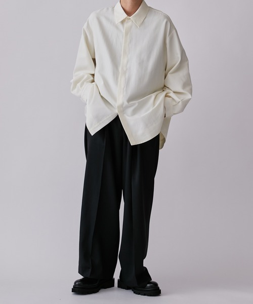 Lui's（ルイス）の「【2×2セットアップシリーズ】ベネシャンラウンジワイドストレートパンツ (セットアップ対応）（スラックス・メンズ・ダークグリーン/ブラック・S/M）」の8枚目の写真