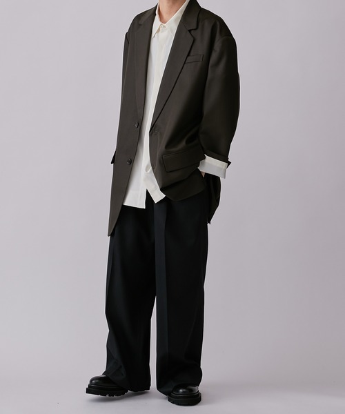 Lui's（ルイス）の「【2×2セットアップシリーズ】ベネシャンラウンジワイドストレートパンツ (セットアップ対応）（スラックス・メンズ・ダークグリーン/ブラック・S/M）」の9枚目の写真