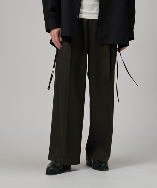 Lui's（ルイス）の「【2×2セットアップシリーズ】ベネシャンラウンジワイドストレートパンツ (セットアップ対応）（スラックス・メンズ・ダークグリーン/ブラック・S/M）」の12枚目の写真