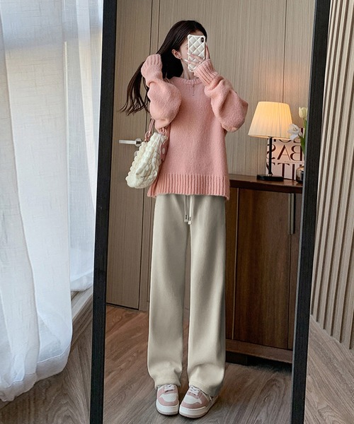 SAISON DE PAPILLON（セゾンドパピヨン）の「【お気に入り1万以上、高評価】ぬくぬく暖か！美シルエット裏起毛コーデユロイワイドパンツ オフィスカジュアル 着心地がいい（その他パンツ・レディース・ブラック/アイボリー/モカ/チャコール/ベージュ・M/L/XL）」の8枚目の写真