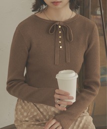 【前後2WAY】指穴開きリボンリブニット/WEB/EC限定商品