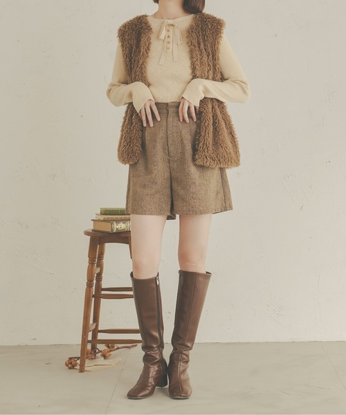 Ambre Neige(アンブルネージュ)の「【前後2WAY】指穴開きリボンリブニット/WEB/EC限定商品(ニット/セーター・レディース・アイボリー/ベージュ/ライトグリーン/ダークブラウン・FREE)」の9枚目の写真