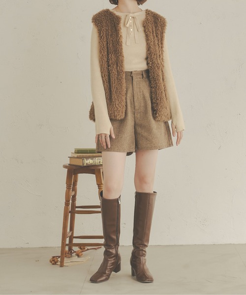 Ambre Neige(アンブルネージュ)の「【前後2WAY】指穴開きリボンリブニット/WEB/EC限定商品(ニット/セーター・レディース・アイボリー/ベージュ/ライトグリーン/ダークブラウン・FREE)」の10枚目の写真