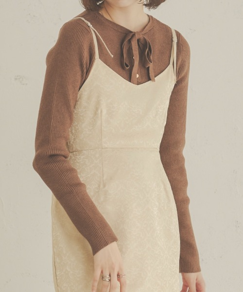 Ambre Neige(アンブルネージュ)の「【前後2WAY】指穴開きリボンリブニット/WEB/EC限定商品(ニット/セーター・レディース・アイボリー/ベージュ/ライトグリーン/ダークブラウン・FREE)」の11枚目の写真