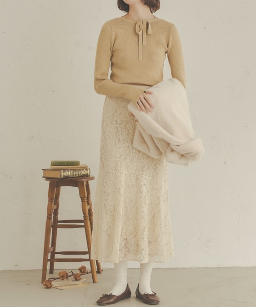 Ambre Neige(アンブルネージュ)の「【前後2WAY】指穴開きリボンリブニット/WEB/EC限定商品(ニット/セーター・レディース・アイボリー/ベージュ/ライトグリーン/ダークブラウン・FREE)」の17枚目の写真