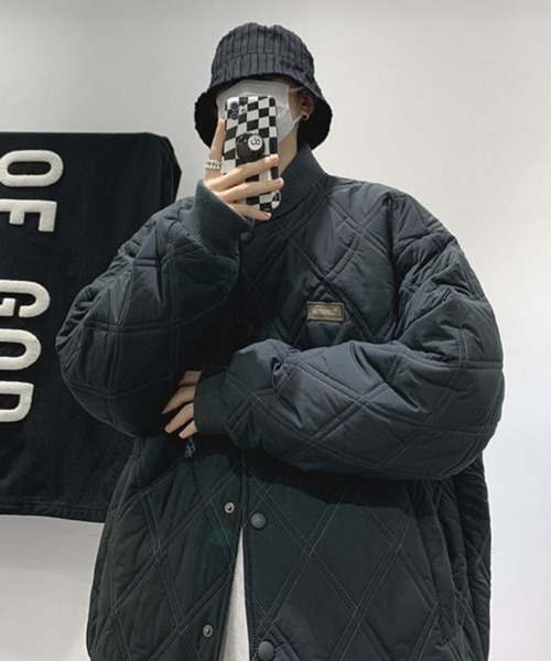 NOWLE（ノウル）の「【NOWLE】ワンポイント ノーカラー キルティングブルゾン/中綿ブルゾン（ブルゾン・メンズ・カーキ/ブラック/ベージュ・MEDIUM/LARGE/X-LARGE）」の7枚目の写真