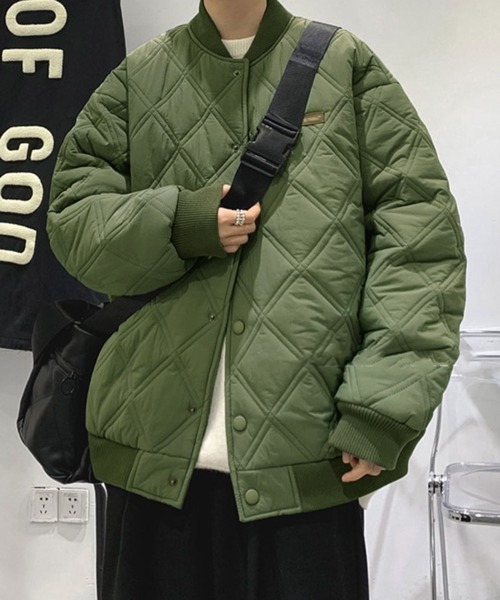 NOWLE（ノウル）の「【NOWLE】ワンポイント ノーカラー キルティングブルゾン/中綿ブルゾン（ブルゾン・メンズ・カーキ/ブラック/ベージュ・MEDIUM/LARGE/X-LARGE）」の11枚目の写真