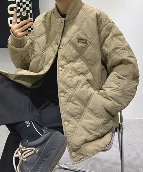 NOWLE（ノウル）の「【NOWLE】ワンポイント ノーカラー キルティングブルゾン/中綿ブルゾン（ブルゾン・メンズ・カーキ/ブラック/ベージュ・MEDIUM/LARGE/X-LARGE）」の15枚目の写真