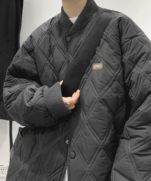 NOWLE（ノウル）の「【NOWLE】ワンポイント ノーカラー キルティングブルゾン/中綿ブルゾン（ブルゾン・メンズ・カーキ/ブラック/ベージュ・MEDIUM/LARGE/X-LARGE）」の20枚目の写真