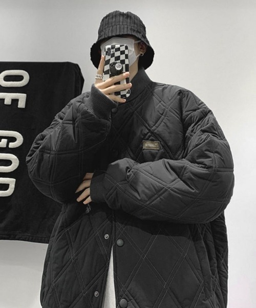 NOWLE（ノウル）の「【NOWLE】ワンポイント ノーカラー キルティングブルゾン/中綿ブルゾン（ブルゾン・メンズ・カーキ/ブラック/ベージュ・MEDIUM/LARGE/X-LARGE）」の22枚目の写真