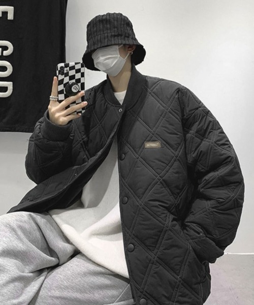 NOWLE（ノウル）の「【NOWLE】ワンポイント ノーカラー キルティングブルゾン/中綿ブルゾン（ブルゾン・メンズ・カーキ/ブラック/ベージュ・MEDIUM/LARGE/X-LARGE）」の17枚目の写真