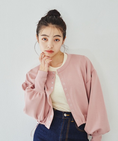 idem(イデム)の「【ZOZOTOWN限定】2way drost cardigan/2wayドロストショートカーディガン(カーディガン/ボレロ・レディース・グレイッシュベージュ/ブラック/ピンク・FREE)」の1枚目の写真