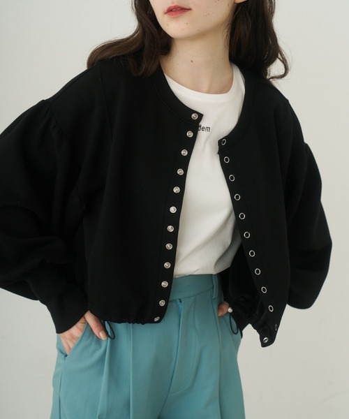 idem(イデム)の「【ZOZOTOWN限定】2way drost cardigan/2wayドロストショートカーディガン(カーディガン/ボレロ・レディース・グレイッシュベージュ/ブラック/ピンク・FREE)」の2枚目の写真