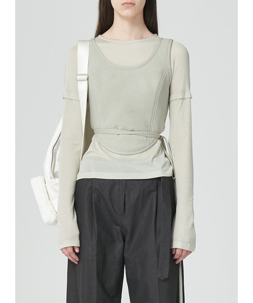 LOW CLASSIC(ロウ クラシック)の「CORSET TOP(Tシャツ/カットソー・レディース・ライトカーキ・S)」の3枚目の写真