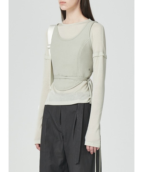 LOW CLASSIC(ロウ クラシック)の「CORSET TOP(Tシャツ/カットソー・レディース・ライトカーキ・S)」の2枚目の写真