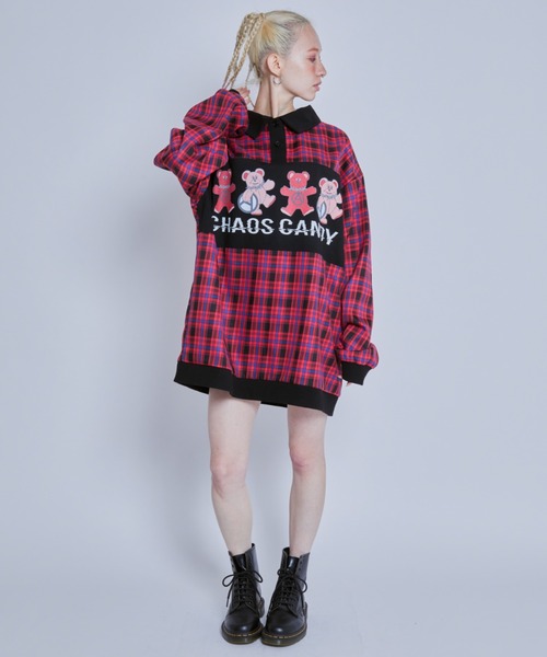 Candy Stripper(キャンディストリッパー)の「CHAOS CANDY POLO トップス(ポロシャツ・レディース・ブラック/ブルー/レッド・2)」の14枚目の写真