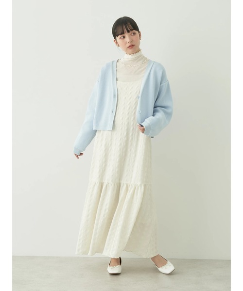 earth music&ecology(アースミュージックアンドエコロジー)の「シャーリングギャザー切替キャミドレ(ワンピース・レディース・アイボリー/ターコイズブルー/コーラル・FREE)」の18枚目の写真