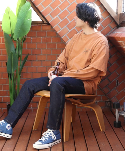 8(eight)(エイト)の「フェイクレイヤードロングTシャツ(Tシャツ/カットソー・メンズ・パープル/キャメル/スミクロ・MEDIUM/LARGE)」の21枚目の写真