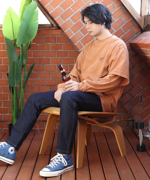 8(eight)(エイト)の「フェイクレイヤードロングTシャツ(Tシャツ/カットソー・メンズ・パープル/キャメル/スミクロ・MEDIUM/LARGE)」の20枚目の写真