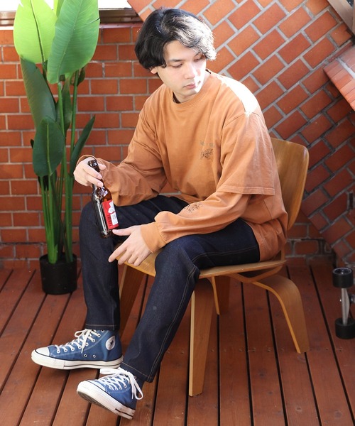 8(eight)(エイト)の「フェイクレイヤードロングTシャツ(Tシャツ/カットソー・メンズ・パープル/キャメル/スミクロ・MEDIUM/LARGE)」の19枚目の写真